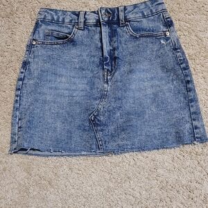 Wild Fable Women's Blue Denim A-Line Mini Skirt Size 4 Stretch Pockets